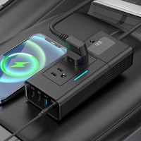 200W Car Plug Adapter 4 USB Ports 12V To 110V Auto Power Inversor QC3.0 PD Car Power Inverter US Socket Charger Adapter