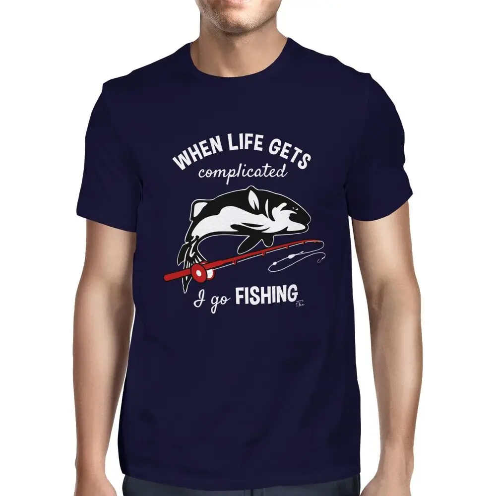 Mens When Life Gets Complicated I Go Fishing T-ShirtUnisex Women's Summer Cotton Luxury Brand Retro OversizedUnisex T-shirts for