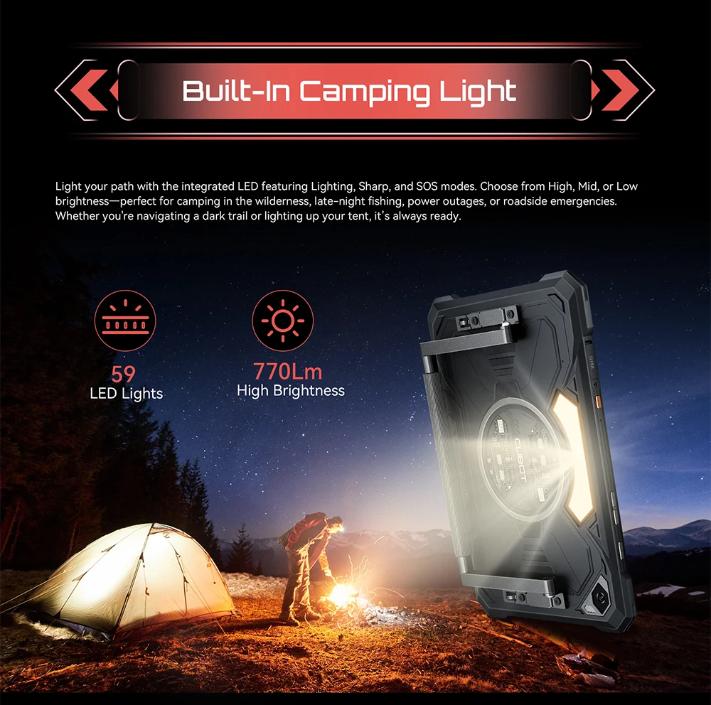 [Ship From UK]Cubot TAB KingKong S 10.1 Inch 90Hz Display Android 15 Tablet 15300mAh 16GB(6+10) 256GB Camping Light 48MP Pad