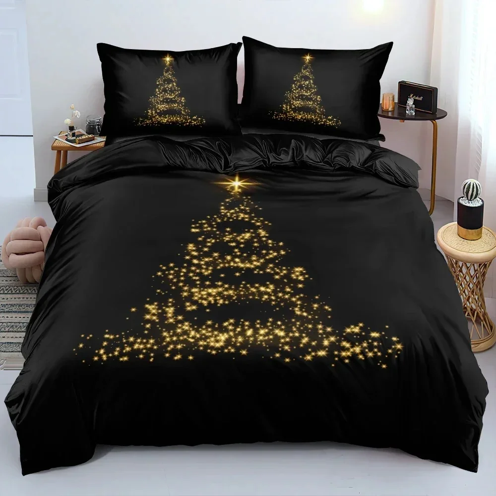 

3D Flora Christmas Tree Duvet Cover Twin King Festival Santa Deer Bedding Set Polyester Quilt For Adults Home Decor