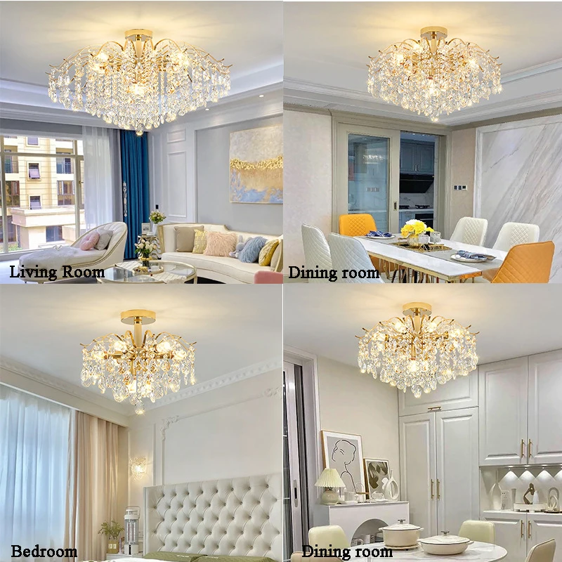 Imagem -03 - Modern Crystal Led Chandelier para Sala e Quarto Pendant Light Pendurado Lâmpada Luz de Teto Luxo Decoração para Casa E14