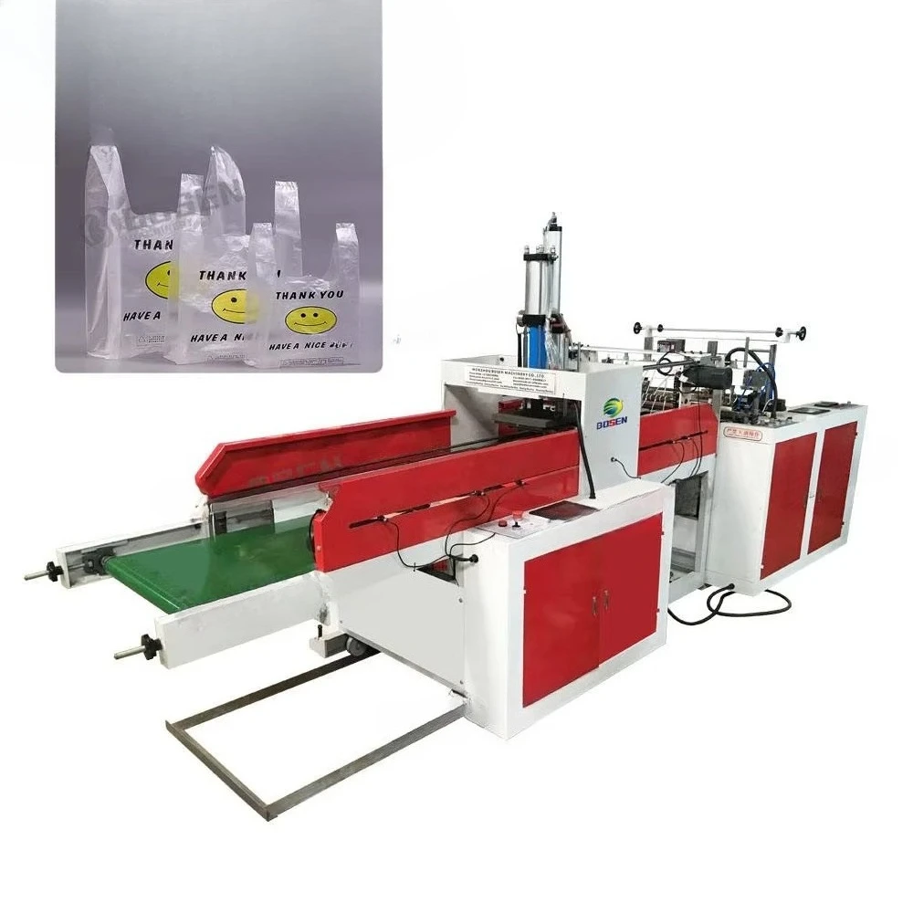 Equipo para fabricar bolsas Máquina para fabricar bolsas de compras de plástico con corte en frío y sellado térmico