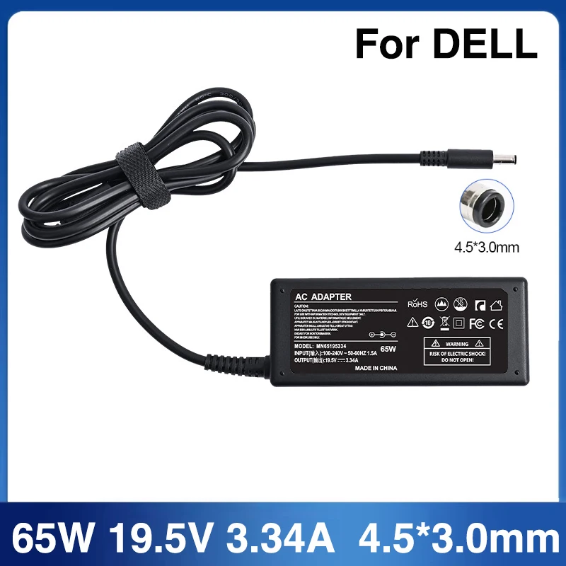

19.5V 3.34A 65W 4.5*3.0mm Laptop Adapter for Dell Vostro 15 3561 3562 3565 3568 3572 5568 5370 XPS 13 9333 9344 Charger AC Power