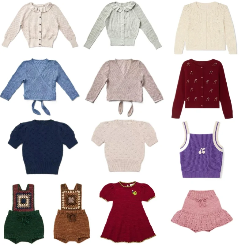 

Girls' Sweater 2026 Spring/Summer New Printed Fashion Korean Edition Children's Knitted Sweater Cotton Red Cute Knitted Dress