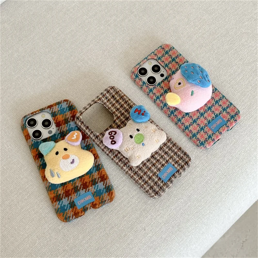 Korea Cartoon Ins 3D Colored Dog Phone Case For iPhone 18 Pro 14 15 16 17 Pro Max Cover Shockproof Cute Plush Cases 18 Promax