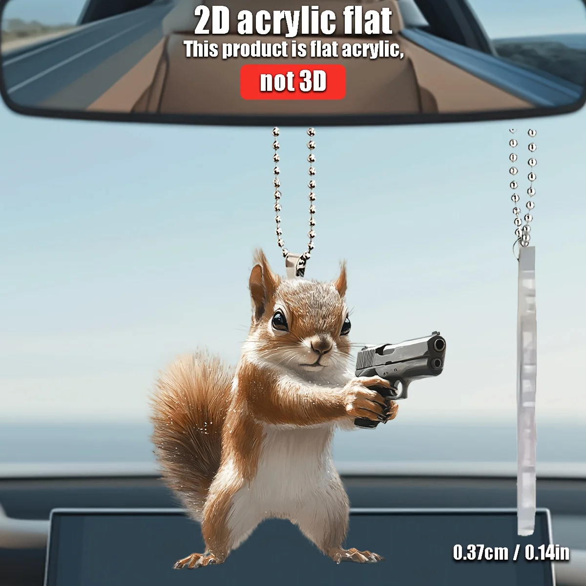 سنجاب مضحك ثنائي الأبعاد مع قلادة تستخدم لتزيين السيارة المعلقة ديكور ممتع ديكور المنزل ملحقات حقيبة الظهر سلاسل المفاتيح #1