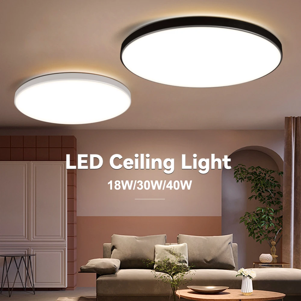 Black Led Ceiling Lamp 220V Dustproof Ceiling Panel Lamp Indoor Bathroom Lamp for Living Room Decor Ultra-thin LED Ceiling Light