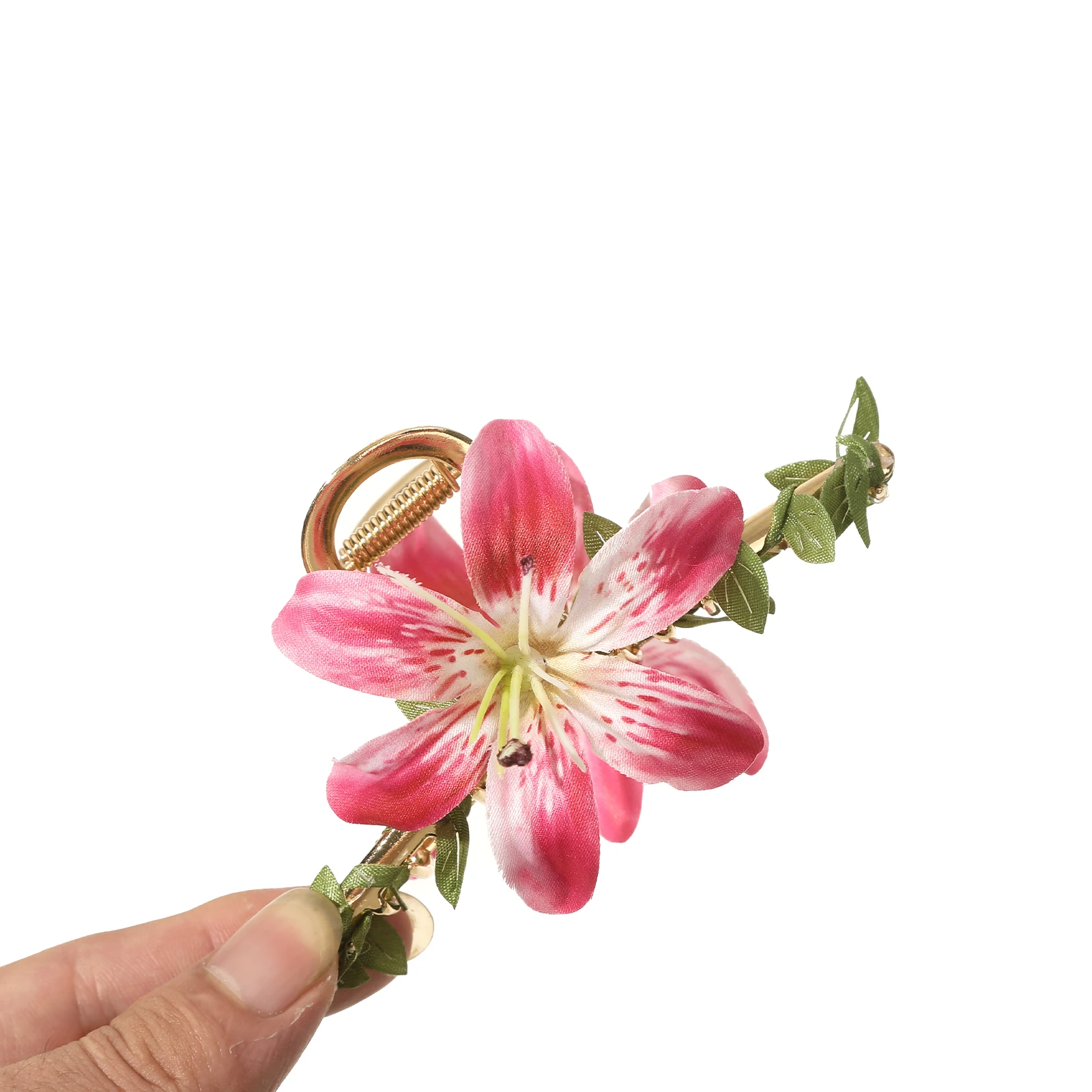 Pinza para el pelo de lirio de simulación dulce para mujer, horquilla elegante con flor, accesorios para el cabello hermosos para fiesta de vacaciones, tocado, 1 ud.