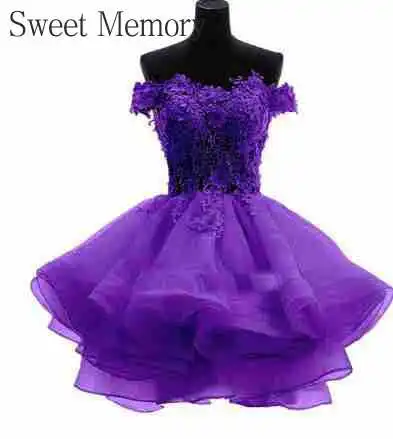 A160 Sweet Memory Lilac Purple Red Short Prom Dresses Sweetheart Appliques Lace Homecoming Graduation Dresse Formal Party Robe