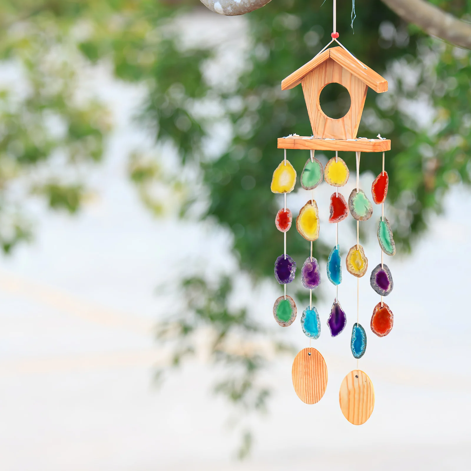 

20 pcs Colorful Agate Slices Drilled Stone Pieces For Diy Jewelry Crafts Wind Chime Decor Agate Charms Ornaments