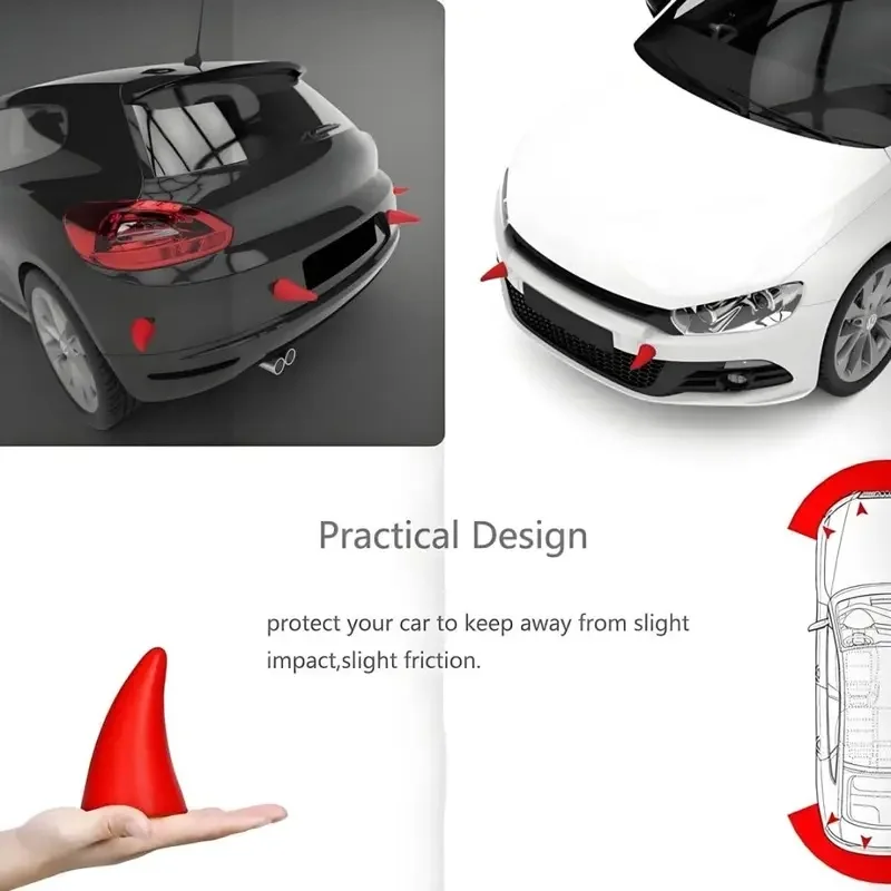 Car Auto Truck Elasticity 3D Devil Horns Sticker Bumper Decor Anti Collision Large Devil Horns for Motorcycle Bike Ski Helmets view 5