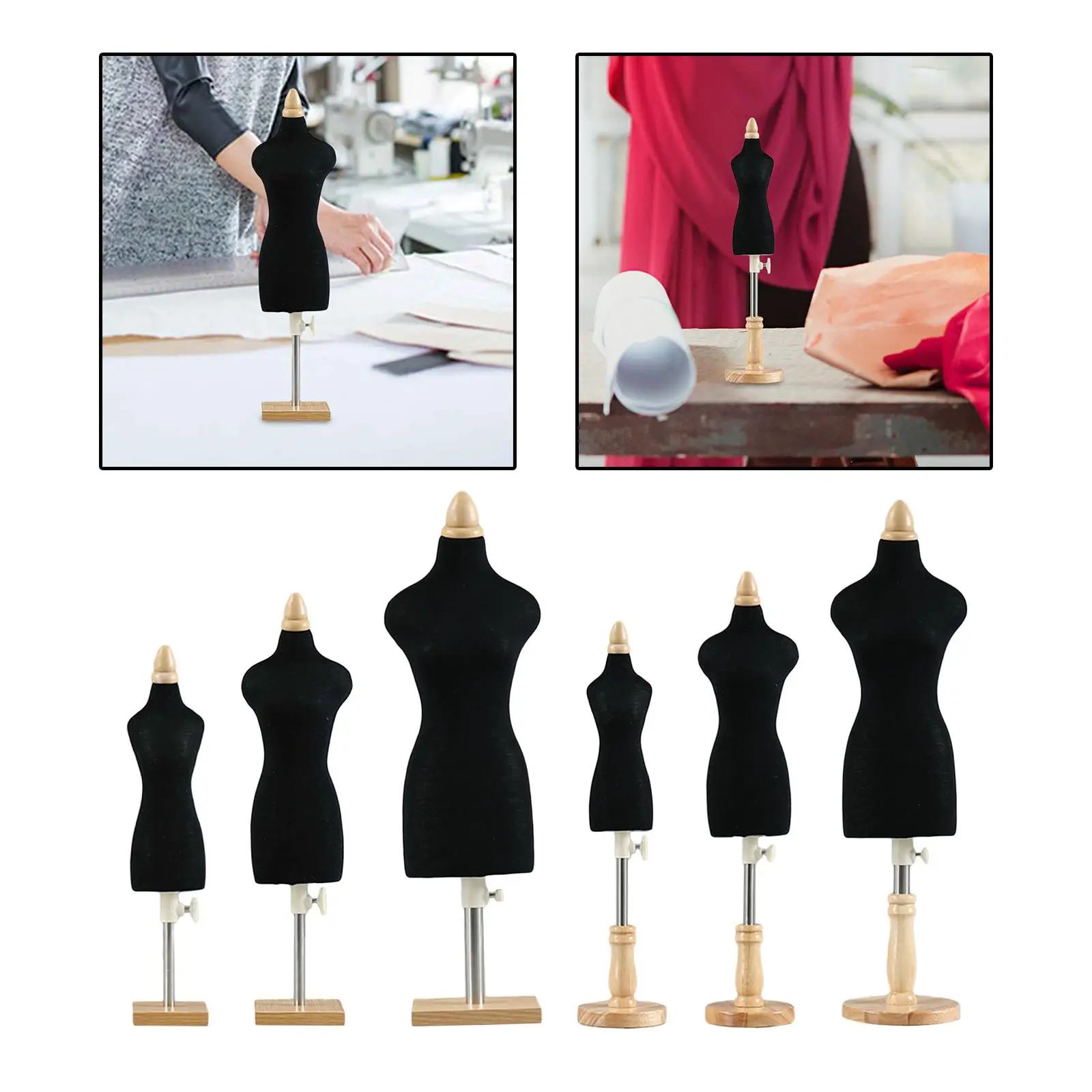 MINI Tailor Dressmaker Miniature Sewing Mannequin พร้อมฐานไม้ชุดตุ๊กตา