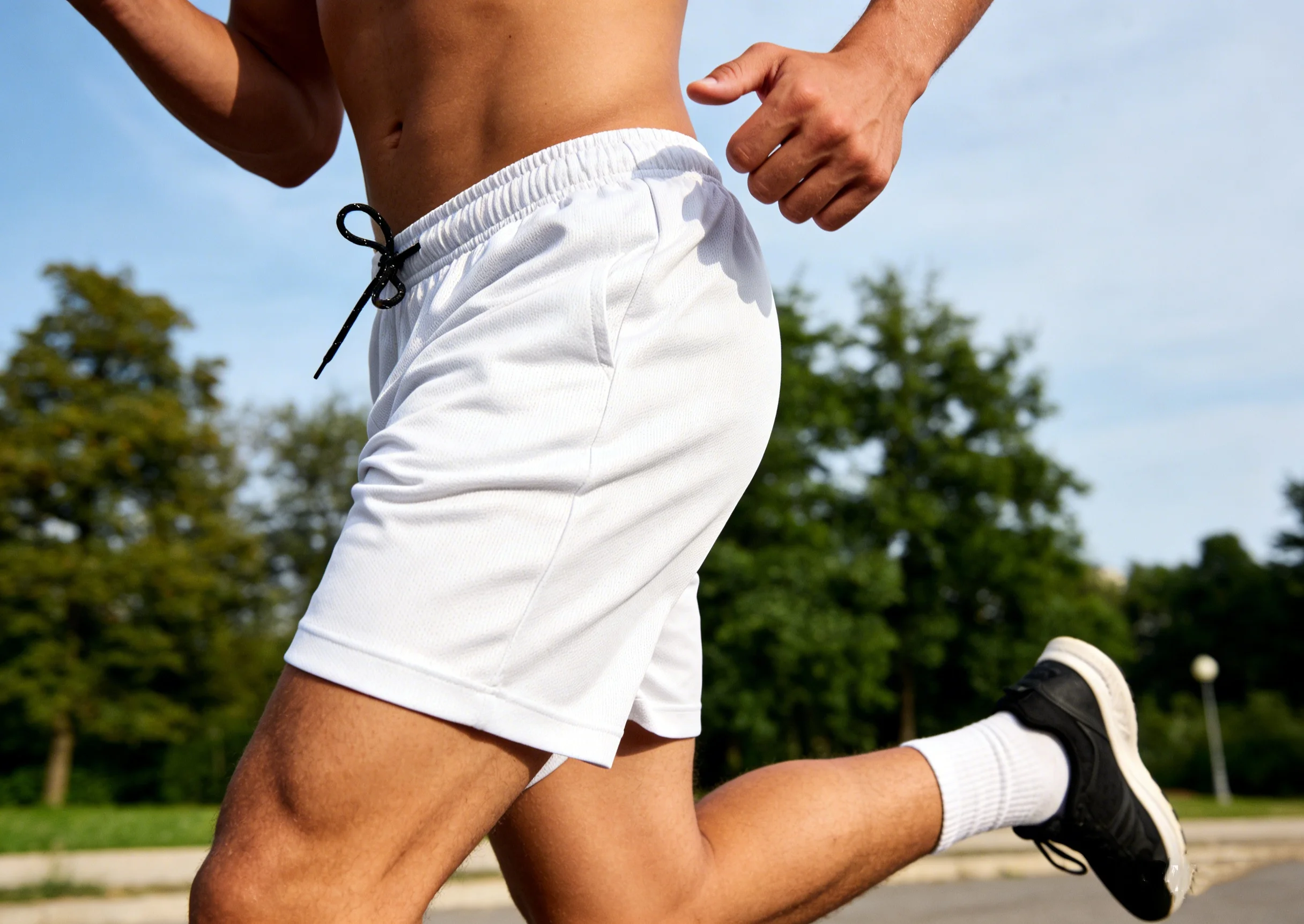 Men's Running Shorts Casual Sports Breathable Mesh Quick Dry Shorts Outdoor Hiking Clothing Fitness Quick Dry Drawstring Shorts