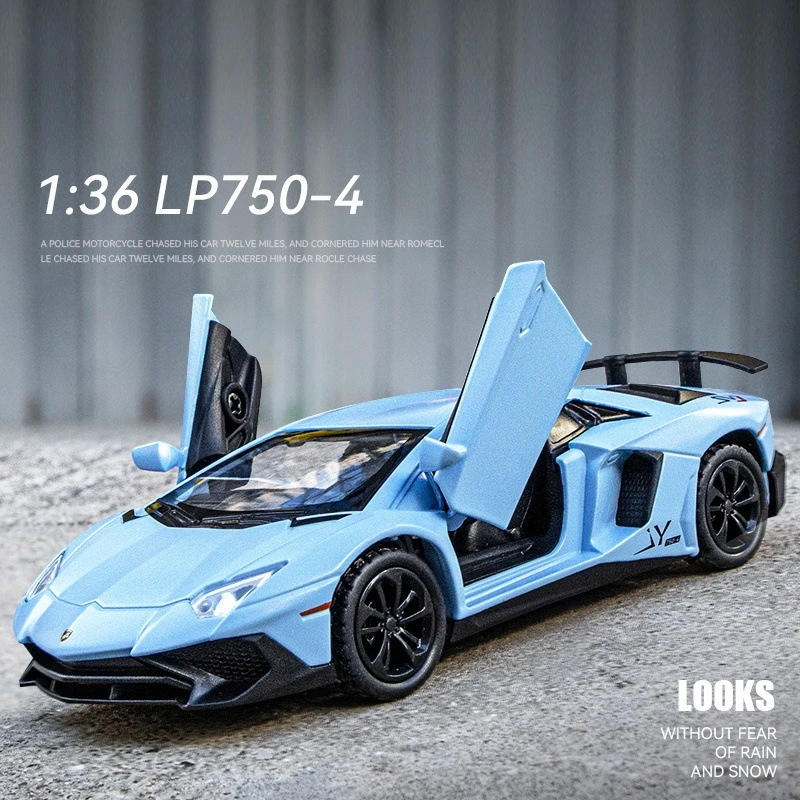 

Модель спортивного автомобиля из сплава 1:36, гоночная машинка с откатным механизмом, звуком и светом, коллекционная литая модель автомобиля из сплава