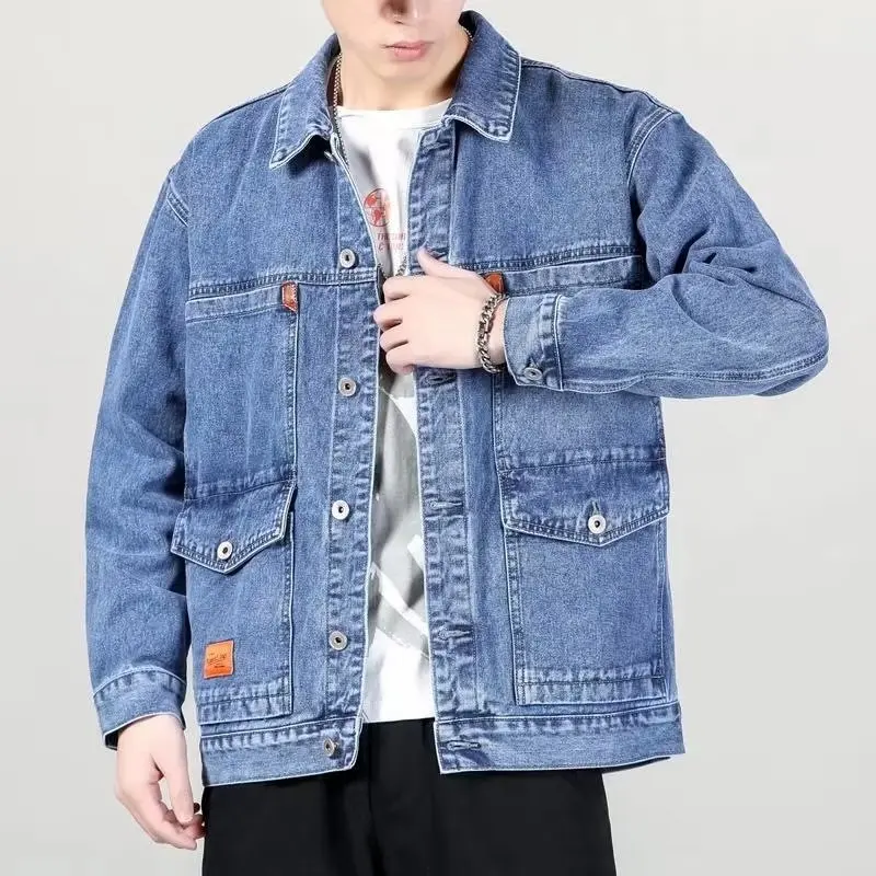 

Men's Loose Fit Denim Jaet Large Size Winter Spring Autumn New Sle High Wear Resistant Multi ket Casual Outerwear