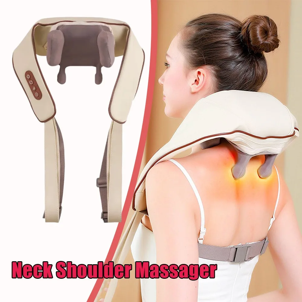 

Heated Shiatsu Massage Wrap Kneading Relaxer Dredge Portable Electric Shoulder Massager Pain Relief Best Gift Parents Her Him