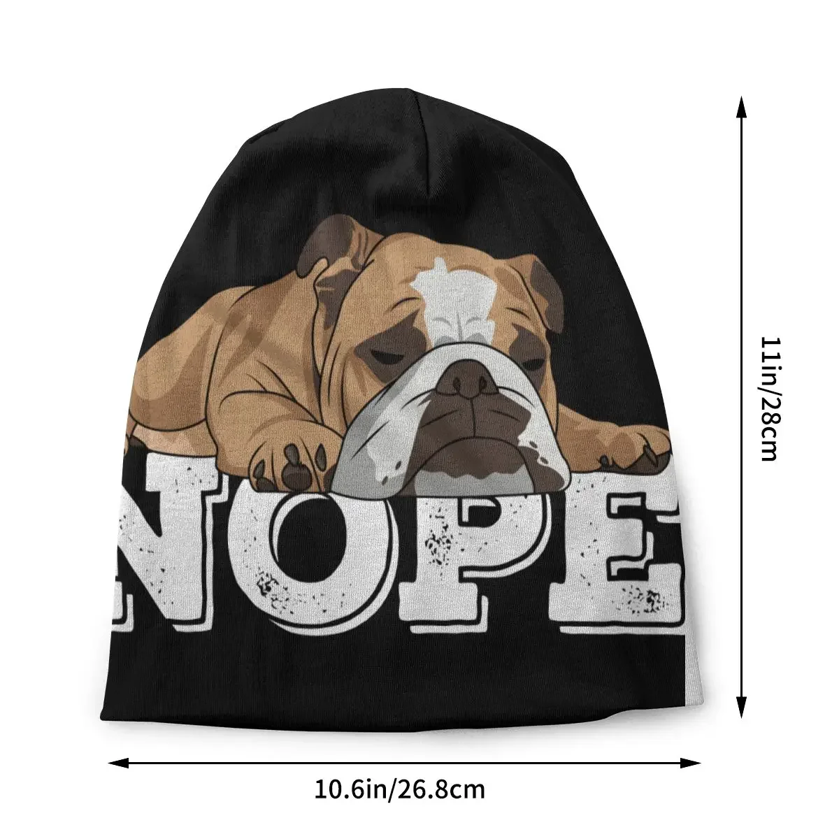 French Bulldog Says Nope Beanies Caps For Women Unisex Streetwear Winter Warm Knitting Hat Adult Funny Animal Dog Bonnet Hats