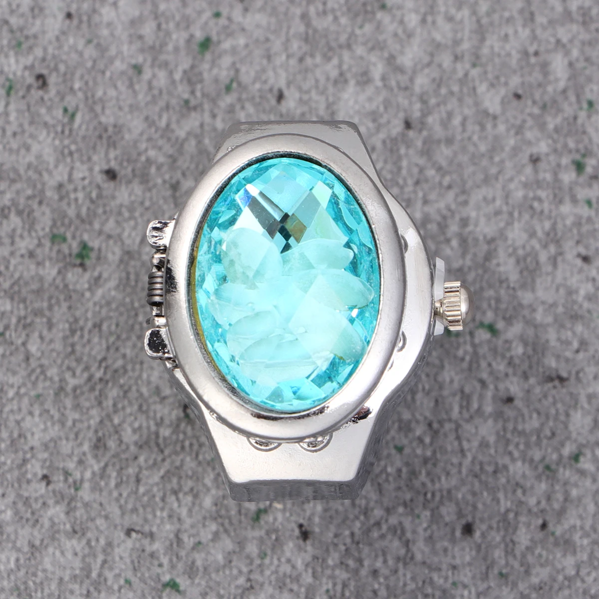 

Oval Finger Watch Ring Lake Blue Stretch Elastic Band Quartz Watch For Men Women Watch-Shaped Ring Unique