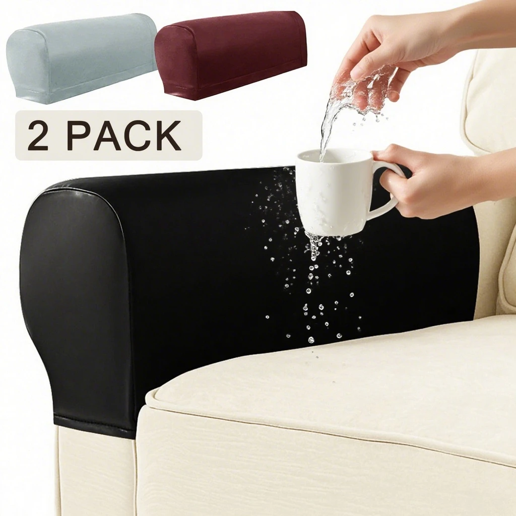 

PU Leather Waterproof Armchair Slipcovers Stretch for Chairs Couch Sofa Armrest Covers Sofa Cover Non-Slip Furniture Protector