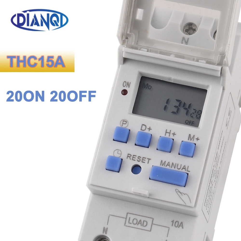 1pc THC15A Electronic Weekly 7 Days Programmable Digital Timer Switch Relay Control 220V 230V 10A Din Rail 20ON 20OFF