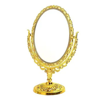 Mini Mirror Vintage Makeup Desk with Vanity Mirrors Gold European Style Desktop Double Sided Oval