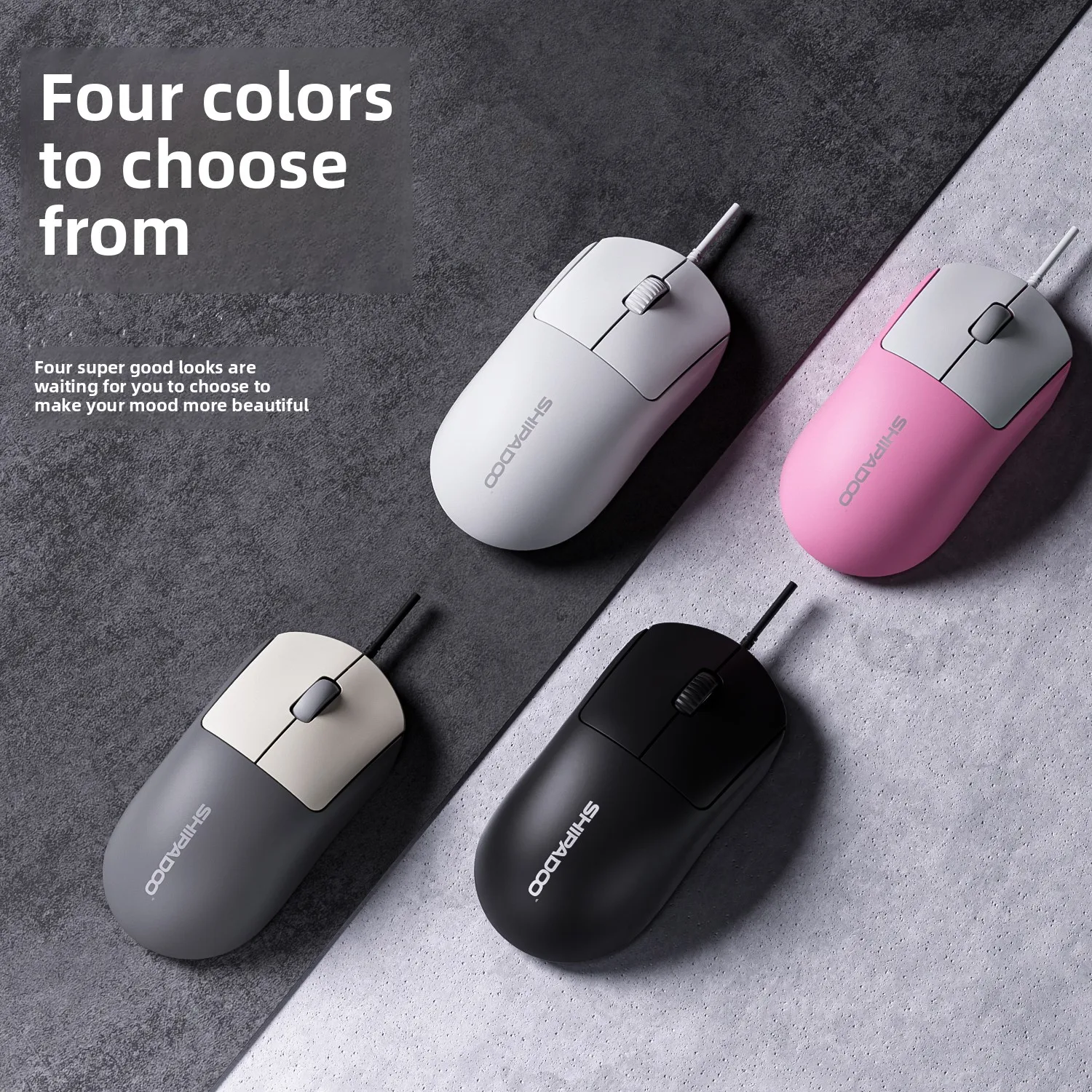 1600DPI Adjustable Wired Optical Mouse Office Stylish Slient Click Mouse With Non-Slip Scroll Wheel For PC Compute Laptop Tablet