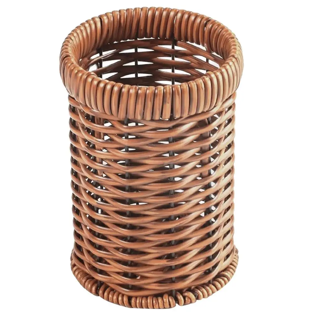 

Retro Kitchen Utensil Holder Woven Cutlery ganizer Silverware Basket Storage Imitation Rattan Lightweight Portable Large