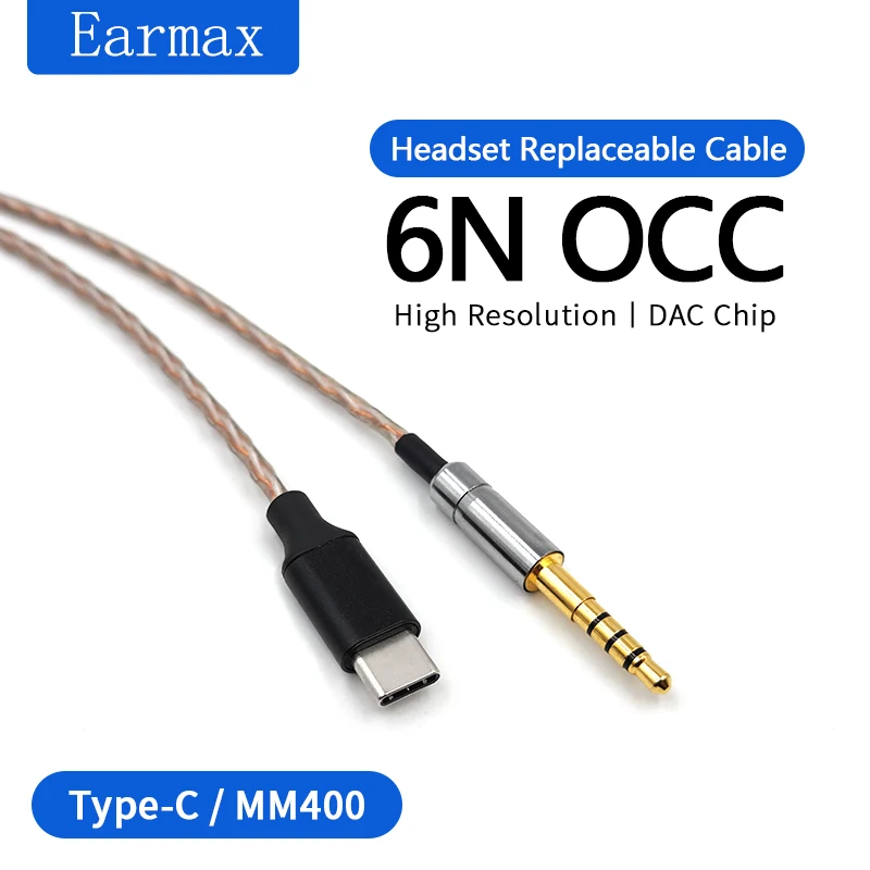 For Denon AH-MM400 MM200 MM300 Headset Replaceable TYPE-C to MM400 Single Crystal Copper Cable