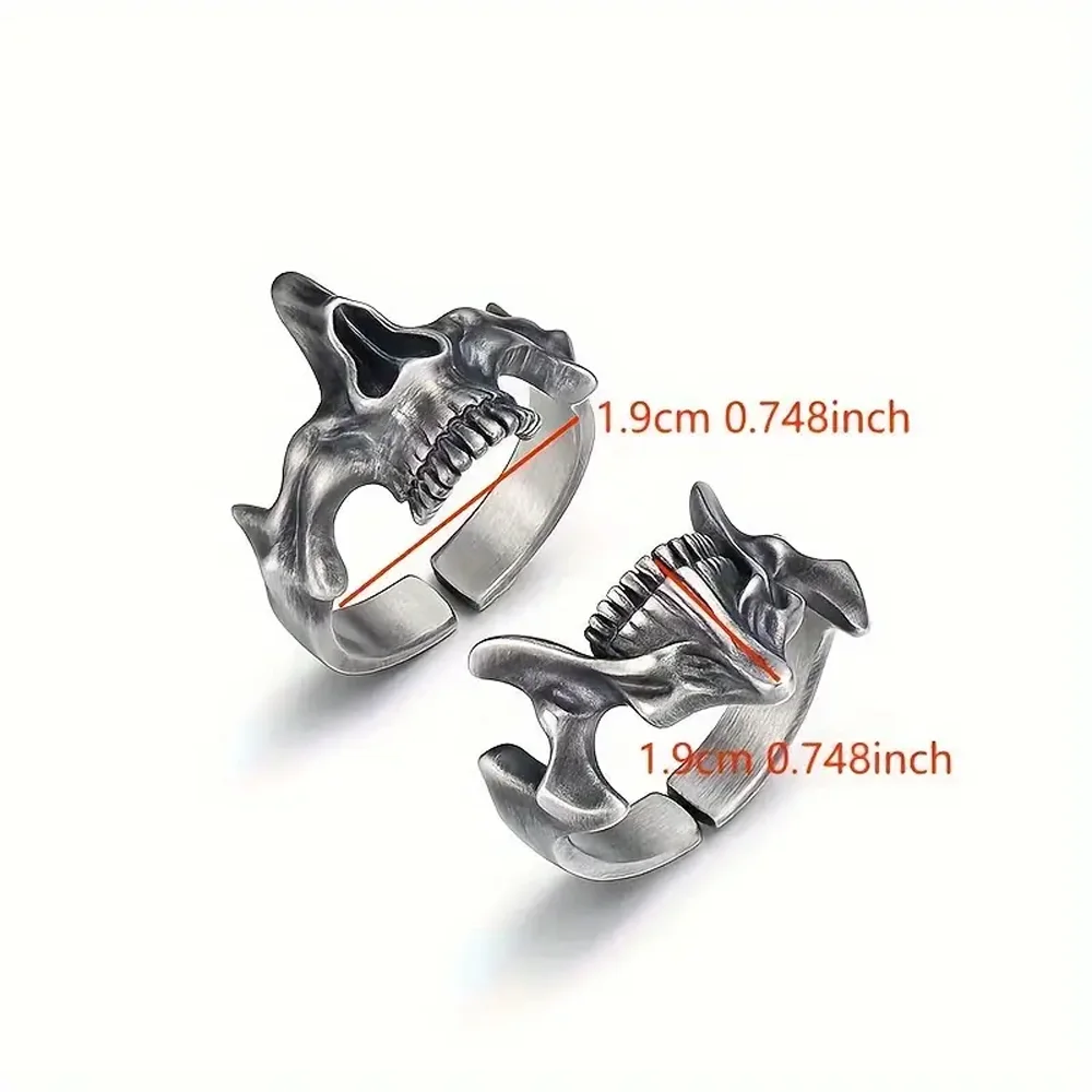 2pcs Skull Mask Design Alloy Finger Rings Set For Men Women