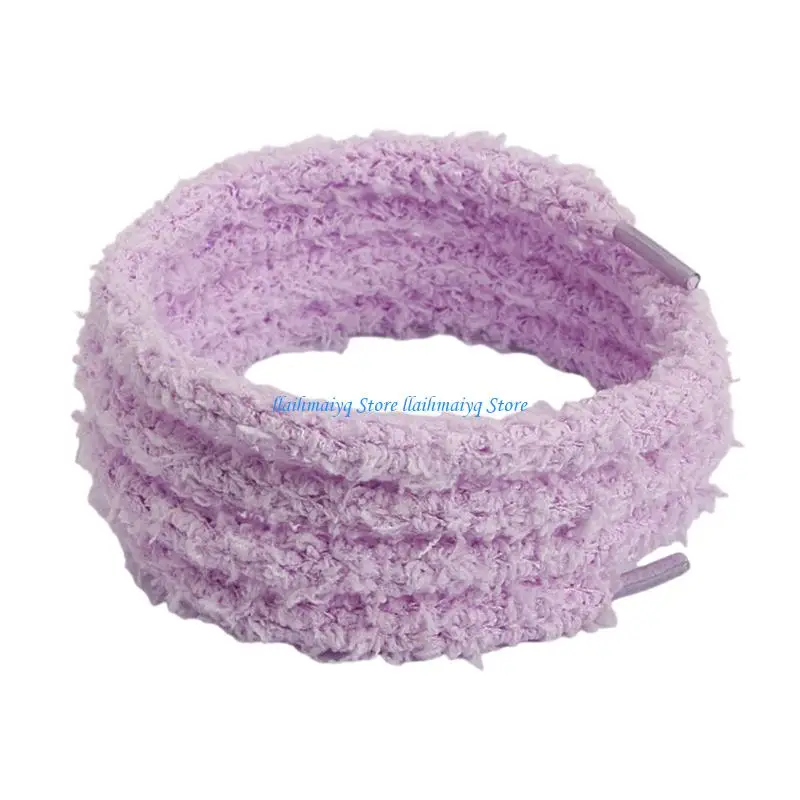 573B Soft Plush Polyester Shoelace 120cm Long Sneakers Shoe Lace Furry Shoe Laces for Women Teen Shoe Decorations Accessories