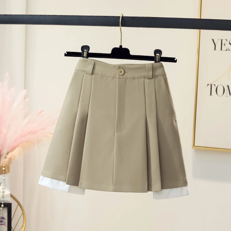 Mini Skirts Women Summer Patchwork High Waist Tender Design Pleated Aesthetic Ulzzang Simple Casual Basic Trendy Мини Юбки Chic