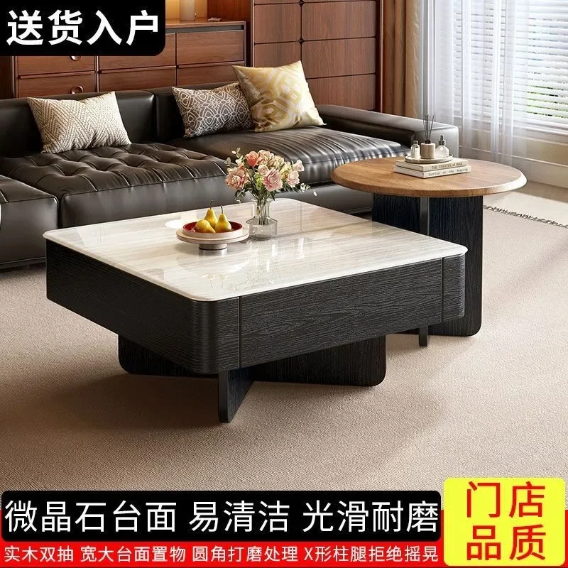 Microcrystalline Stone Walnut Coffee Table Antique New Chinese Style Light Luxury Simple High End Small Apartment Living Room
