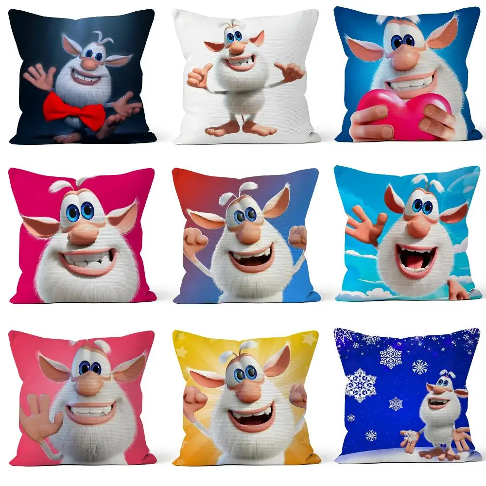 Cartoon Booba Loola Spike Food Puzzle Cushion Cover Throw Pillow Soft Short Plush Cozy Durable For Sofa Bedroom Home Decor Gift