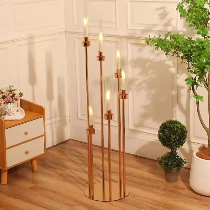 2/10 Stück 5/8-Köpfige Metall-Kerzenhalter, Tischdekoration, Goldener Kerzenständer, Säulenkerzenhalter für Hochzeiten – Detail 3
