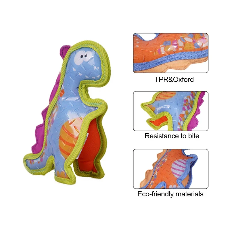 Colorful Oxford TPR Squeaky Dog Dinosaur Toys