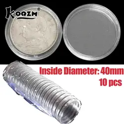 10pcs 40mm Applied Clear Round Cases Coin Storage Capsules Holder Round Plastic