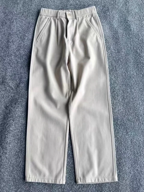 

New 2025 Winter Casual Elastic Waist Plaid Velvet Feel Commuter Faion mid Waist Straight Leg Casual Pants for Youth