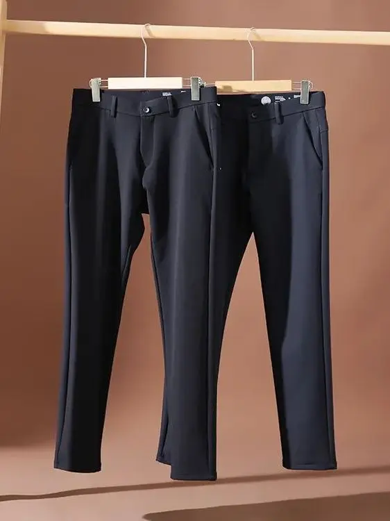 

Thiened Double Layer Men's Casual Pants Nano Cosite Technology Tee Proof Fabric Warm Straight Leg Pants Autumn Winter