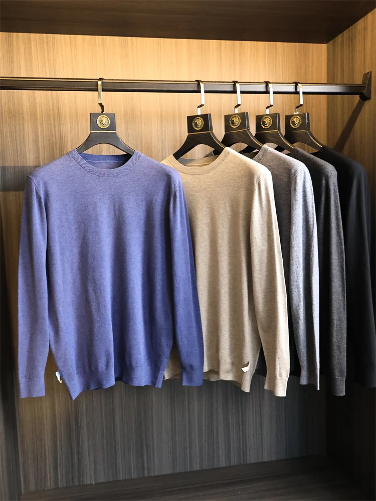 

Ultra-Fine Knitted Soft Warm Men's Basic round Ne Sweater Faionable Ci Sle Pure Color Versatile Autumn ential