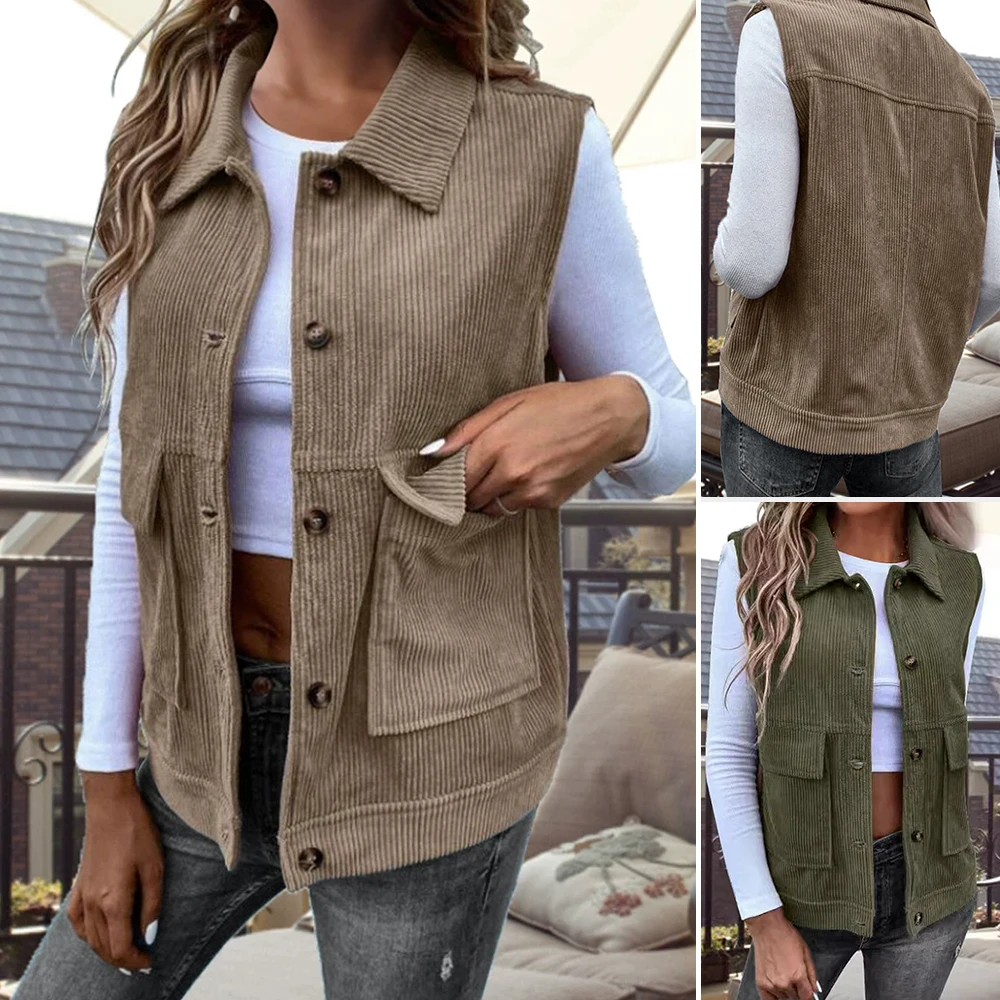 

Mia Muse Women's Vests Summer Simple Basics Plain Button Rib Knit Pockets Single Breasted Sleeveless Shirt Collar Daily Vests