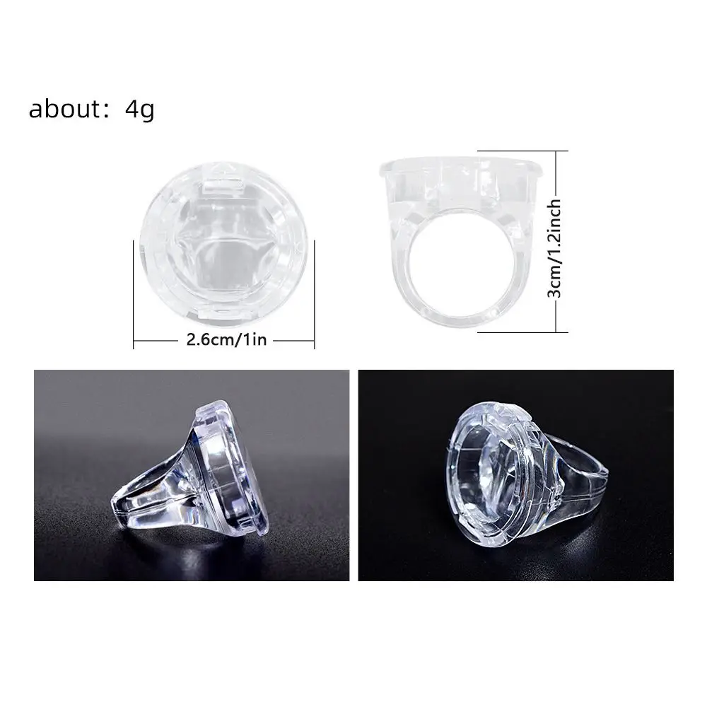 Reusable Tattoo Ink Ring Cups Transparent Permanent Eyelash Extension Glue Holder Grafting Eyelash With Lid Cover Cap