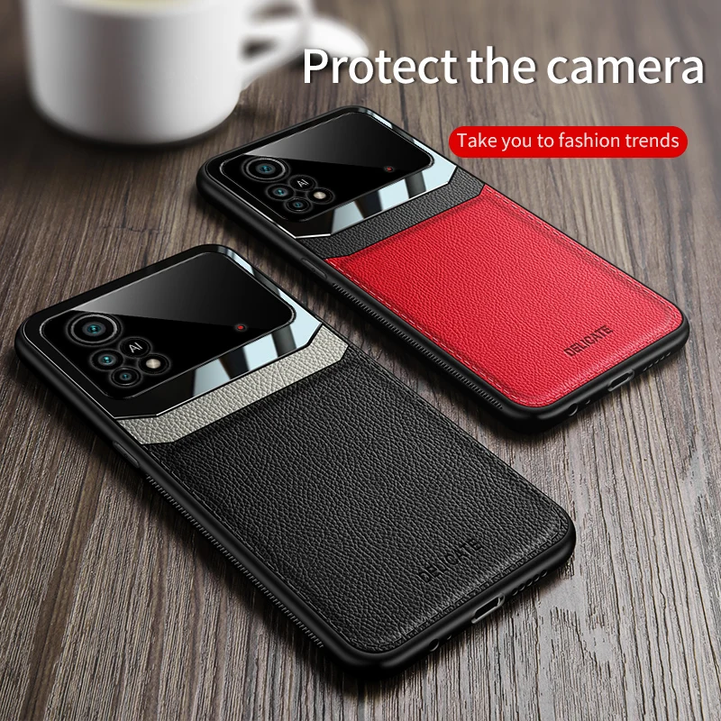 Genuine Leather Len Protect Case For Xiaomi Poco X3 NFC X4 Pro X5 F2 F5 M3 M2 M4 Pro 4G 5G F4 F3 GT C40 C31 Luxury Cover