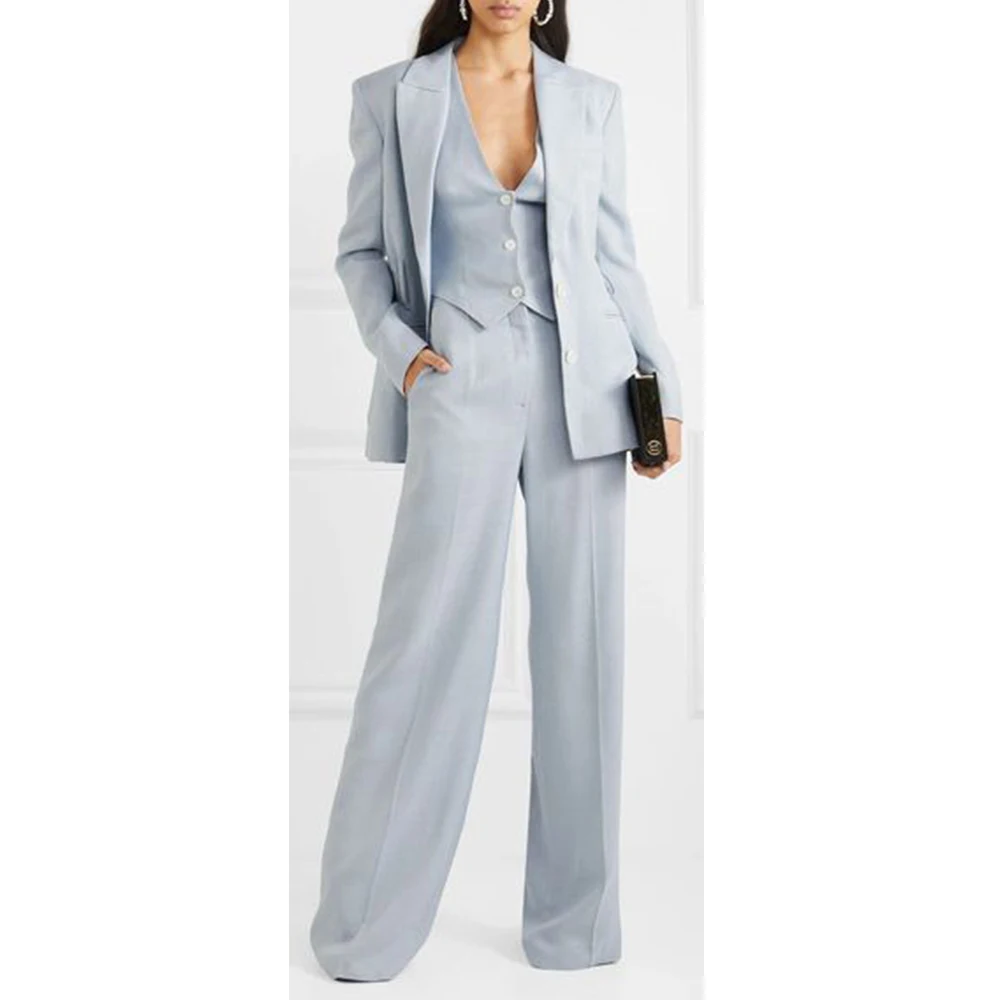 Three Piece Women's Suit Solid Color Casual Business Single Breasted Suit Woman Clothing Bags and Coats for Ladies Formal Pants