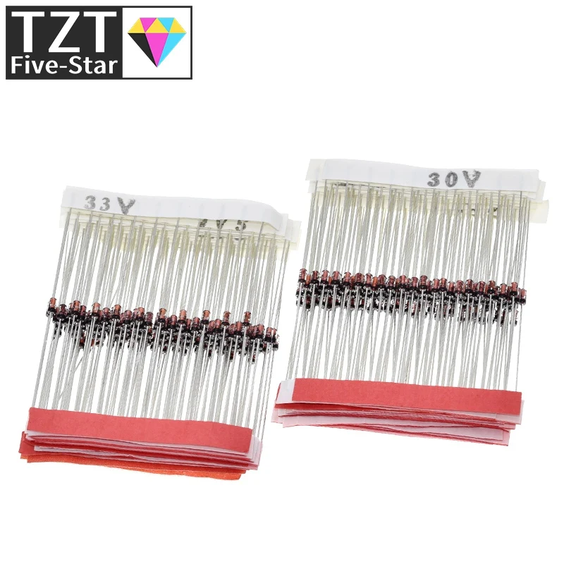 TZT (2V4 إلى 33V) 270 قطعة 27 قيم 1/2 واط 0.5 واط عدة 12 فولت 18 فولت 5V1 5V6 3V3 3V6 4V3 4V7 6V2 6V8 7V5 20 فولت 22 فولت
