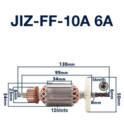 Armature for BLACK&DECKER 10A 6A for Dongcheng JIF-FF-10A Hand Drill Armature Rotor Anchor Stator Coil Accessories Replacement