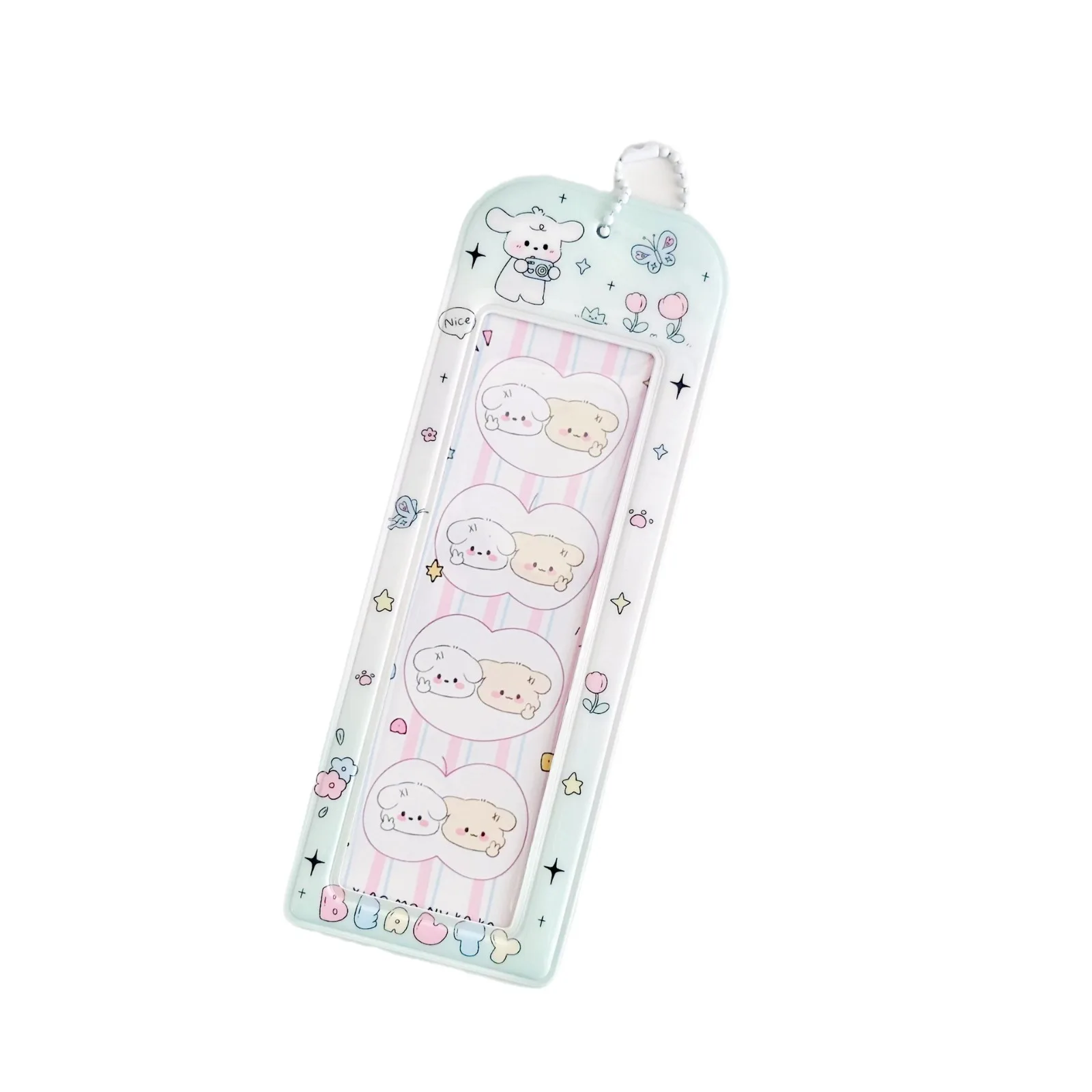 Original Cartoon Puppy Simple Bow Style Life Four-compartment Card Case Idol Little Card Case Star Chasing Collection Card Bag