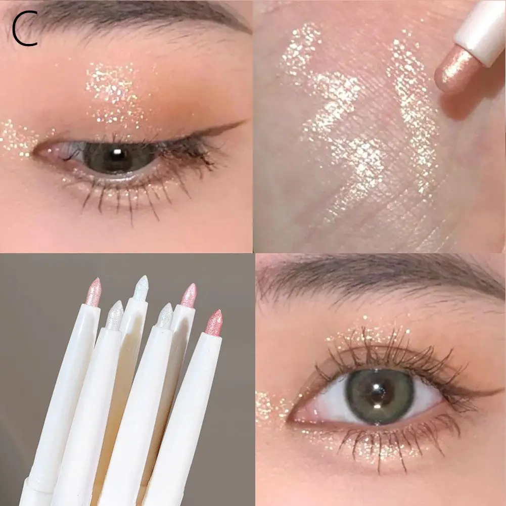 Verhelderende Markeerstift, Langdurige Waterdichte, Gladde Matte Glitter Witte Parelwitte Oogschaduw Eyeliner Stick O7r5