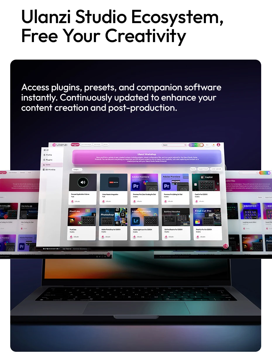Ulanzi D200X All-in-One Creative Deck Desktop Control Hub for Video Photo Post-Processing Smart Lighting Studio Livestreaming