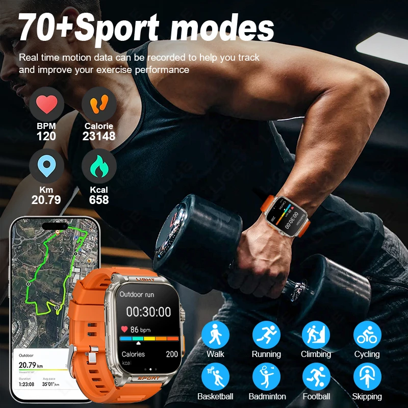 Reloj inteligente deportivo para hombre, pulsera con pantalla HD de 2024 pulgadas, Bluetooth, llamadas, control del ritmo cardíaco y de la presión sanguínea, para Xiaomi 1,91