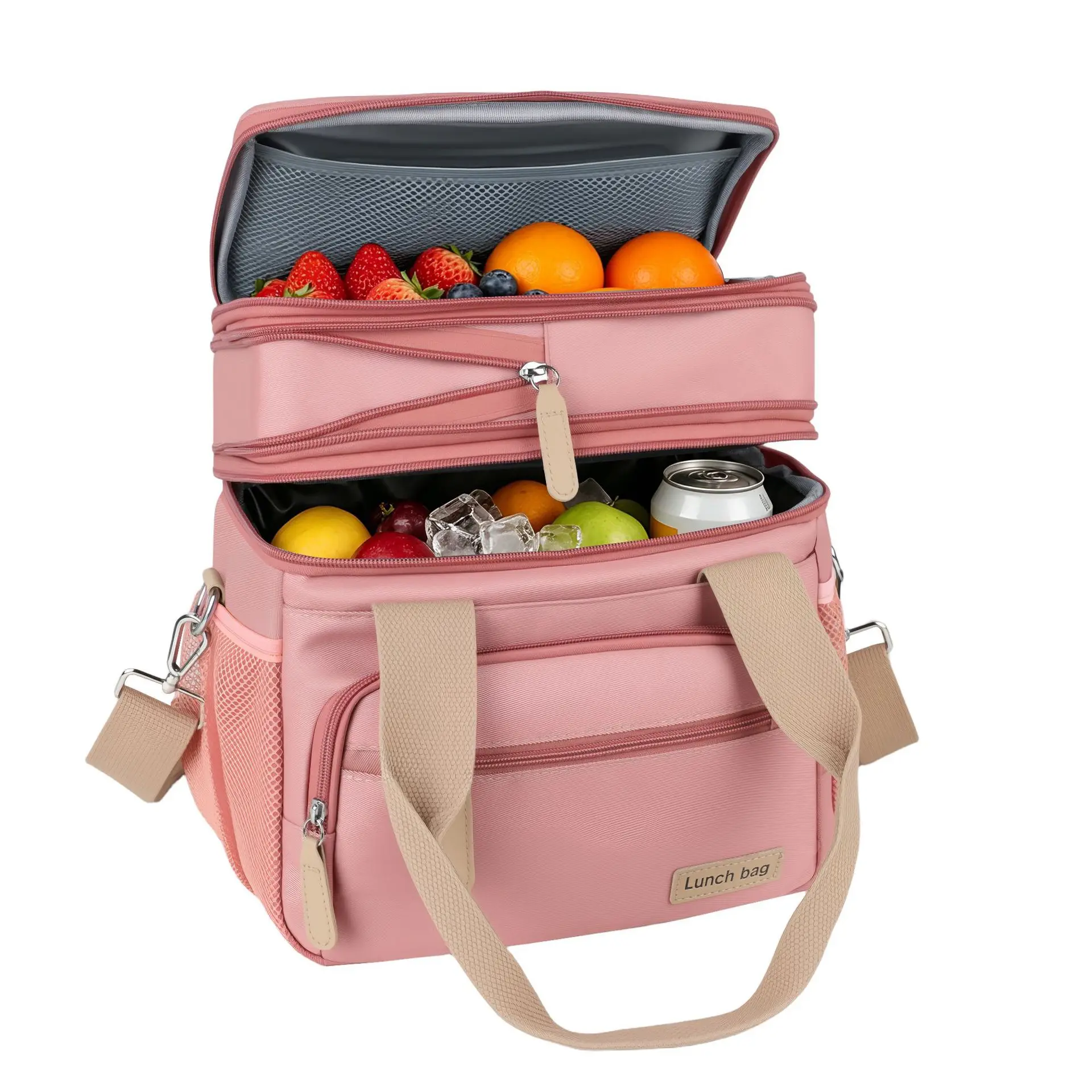 Insulated Lunch Bag Portable Picnic Cooler Bag for Camping Outdoor Thermal Tote Bag Shoulder Handbag Ice Pack Holder